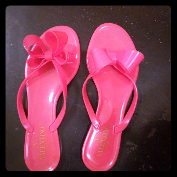 red valentino jelly bow flip flops